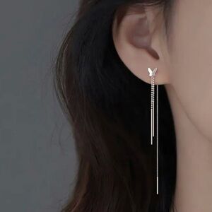 COPY - Sterling Silver Threaded Tassel Butterfly Earrings